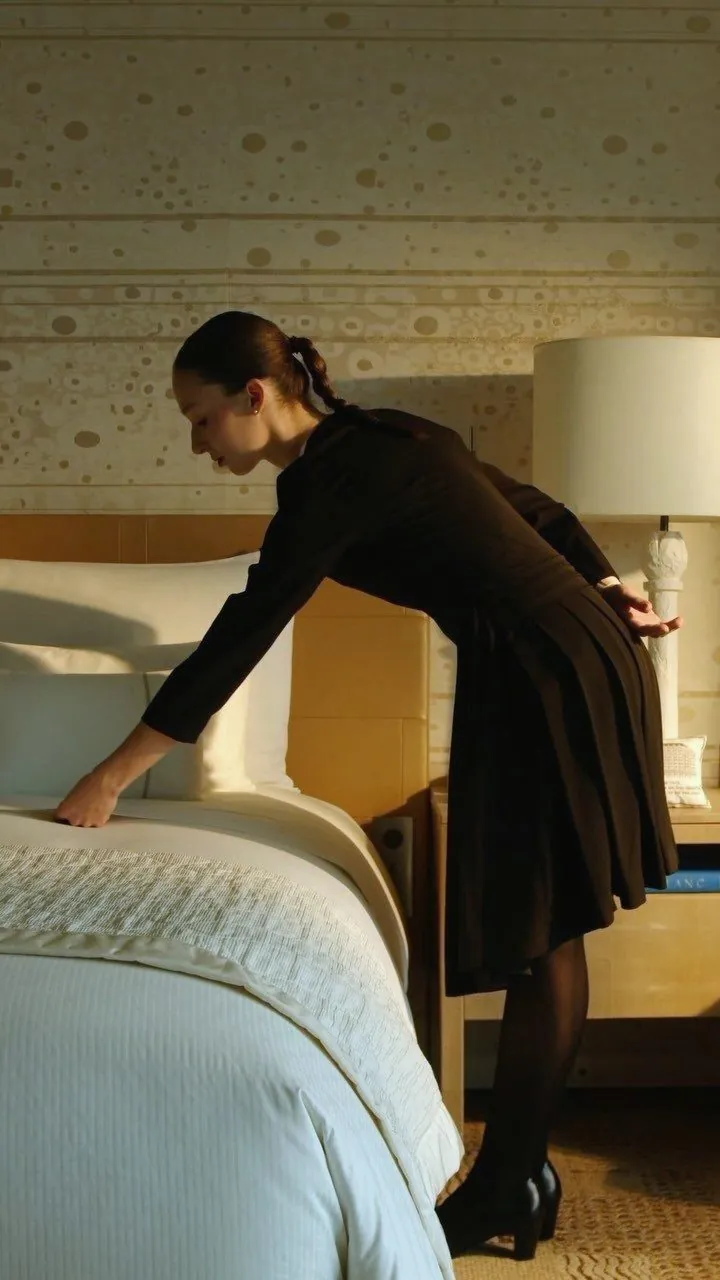 A room being turned down before the guest arrives